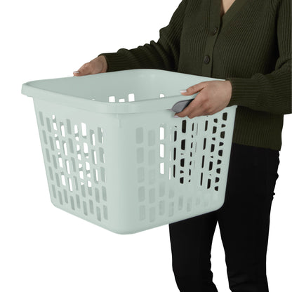 Sterilite Laundry Basket, 1.5 Bushel Plastic Hamper with Handles, Mint, 18 Pack