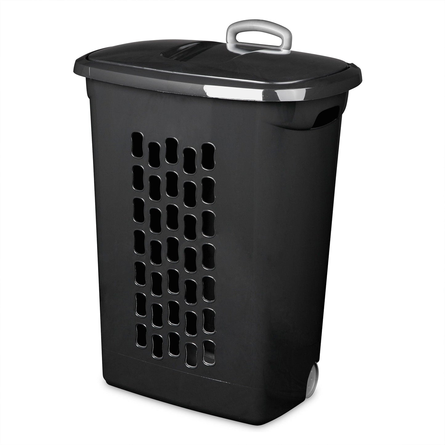 Sterilite Ultra Wheeled Laundry Hamper, Plastic Clothes Bin, Black, 9 Pack
