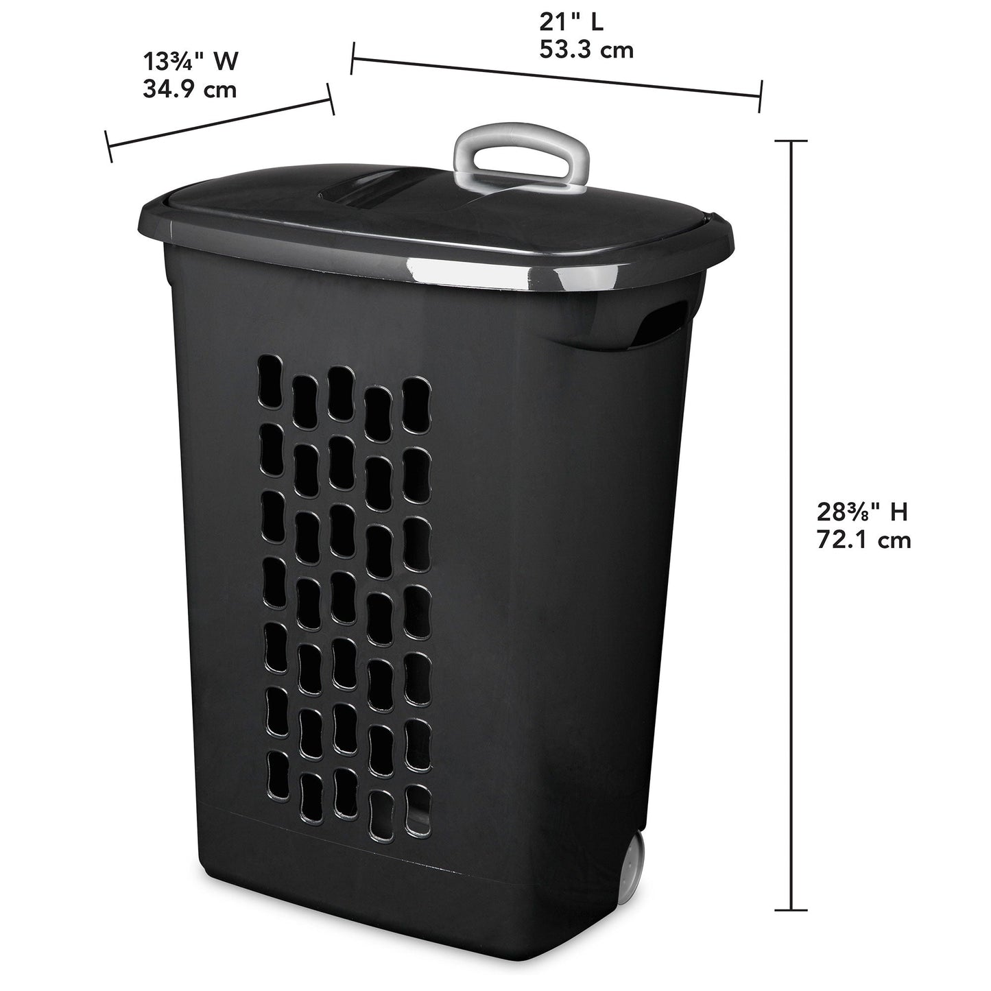 Sterilite Ultra Wheeled Laundry Hamper, Plastic Clothes Bin, Black, 6 Pack