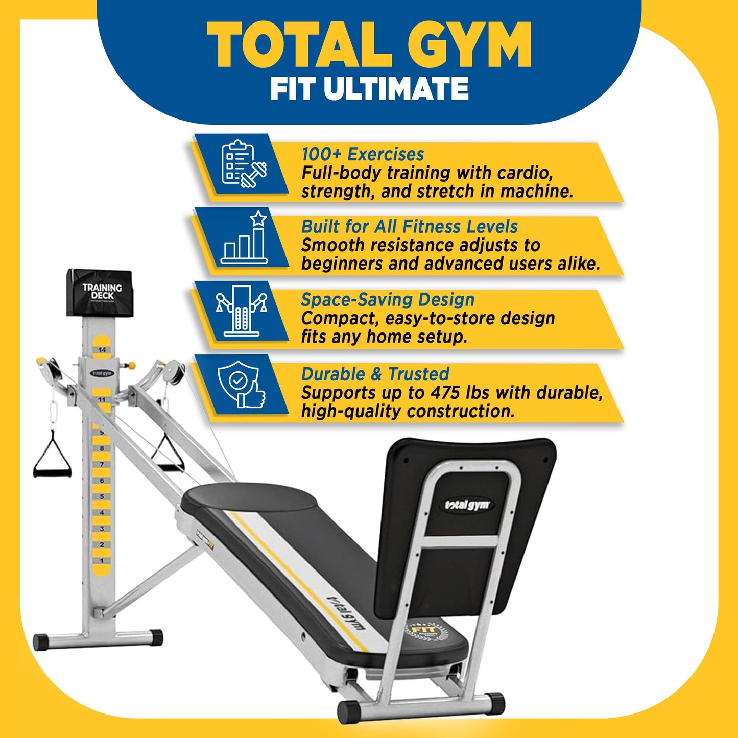 Total Gym FIT Ultimate Home Fitness Full Body Workout Exercise Equipment Machine