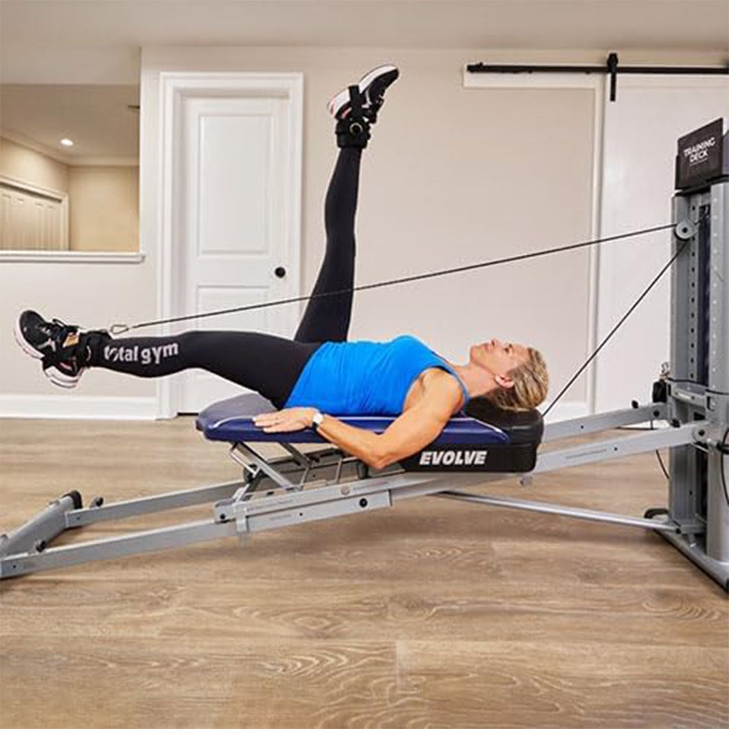 Total Gym Evolve Home Fitness Full Body Workout Exercise Equipment Machine, Blue
