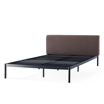 Mellow BREE Metal Platform Bed Frame with Curved Upholstered Backboard, King