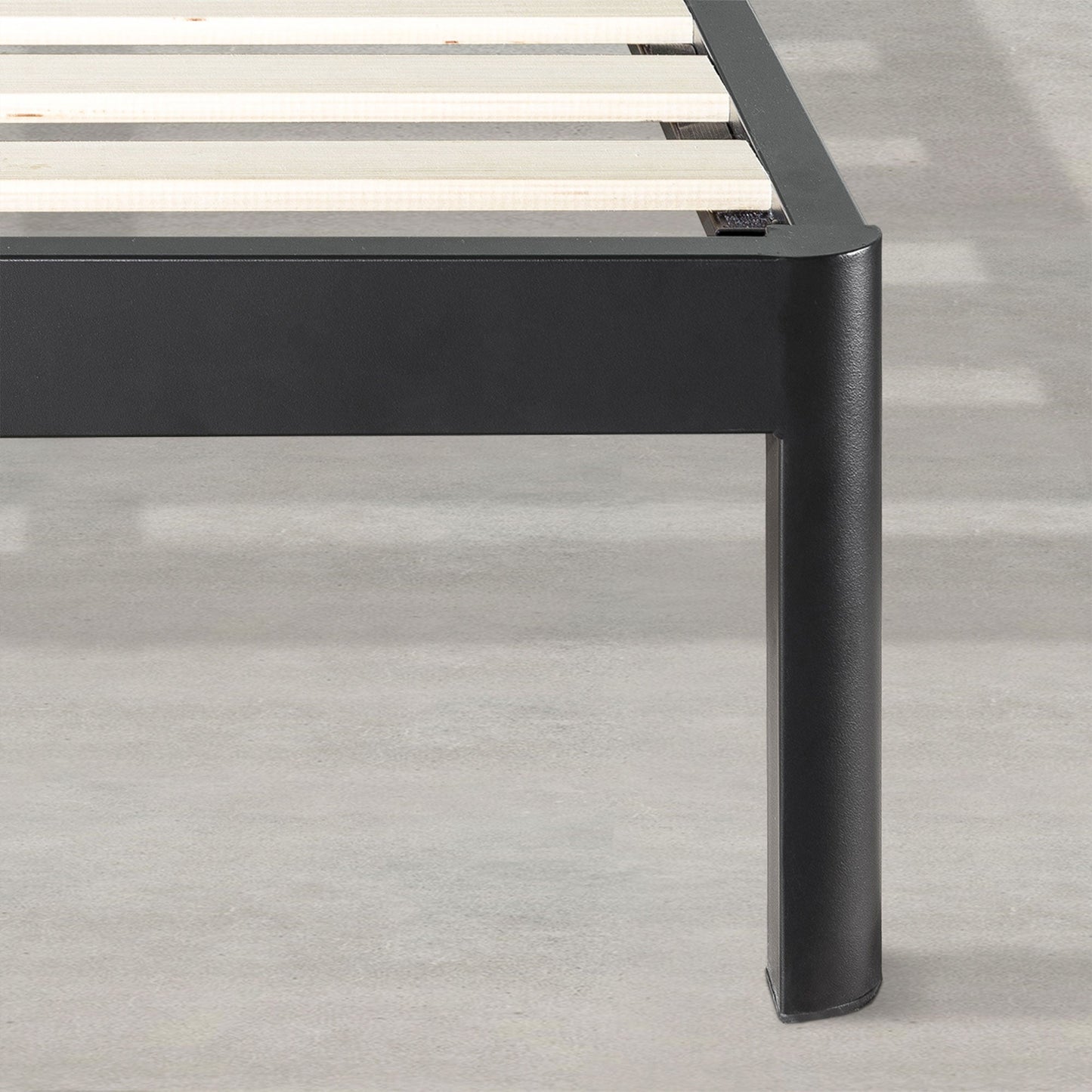 Mellow KERT Metal and Wood Platform Bed Frame with Upholstered Headboard, Full