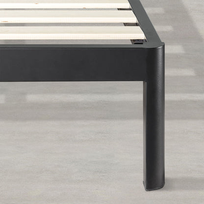 Mellow KERT Metal and Wood Platform Bed Frame with Upholstered Headboard, Full