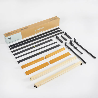 Mellow KASI Metal & Wood Platform Bed Frame with Built-In Headboard Shelf, King