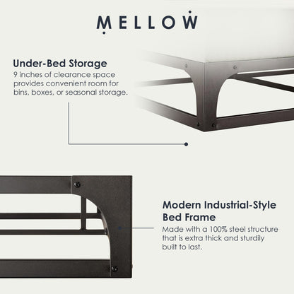 Mellow Ace of Base Metal Platform Low Profile Bed Frame, Hinged 9 Inch, King