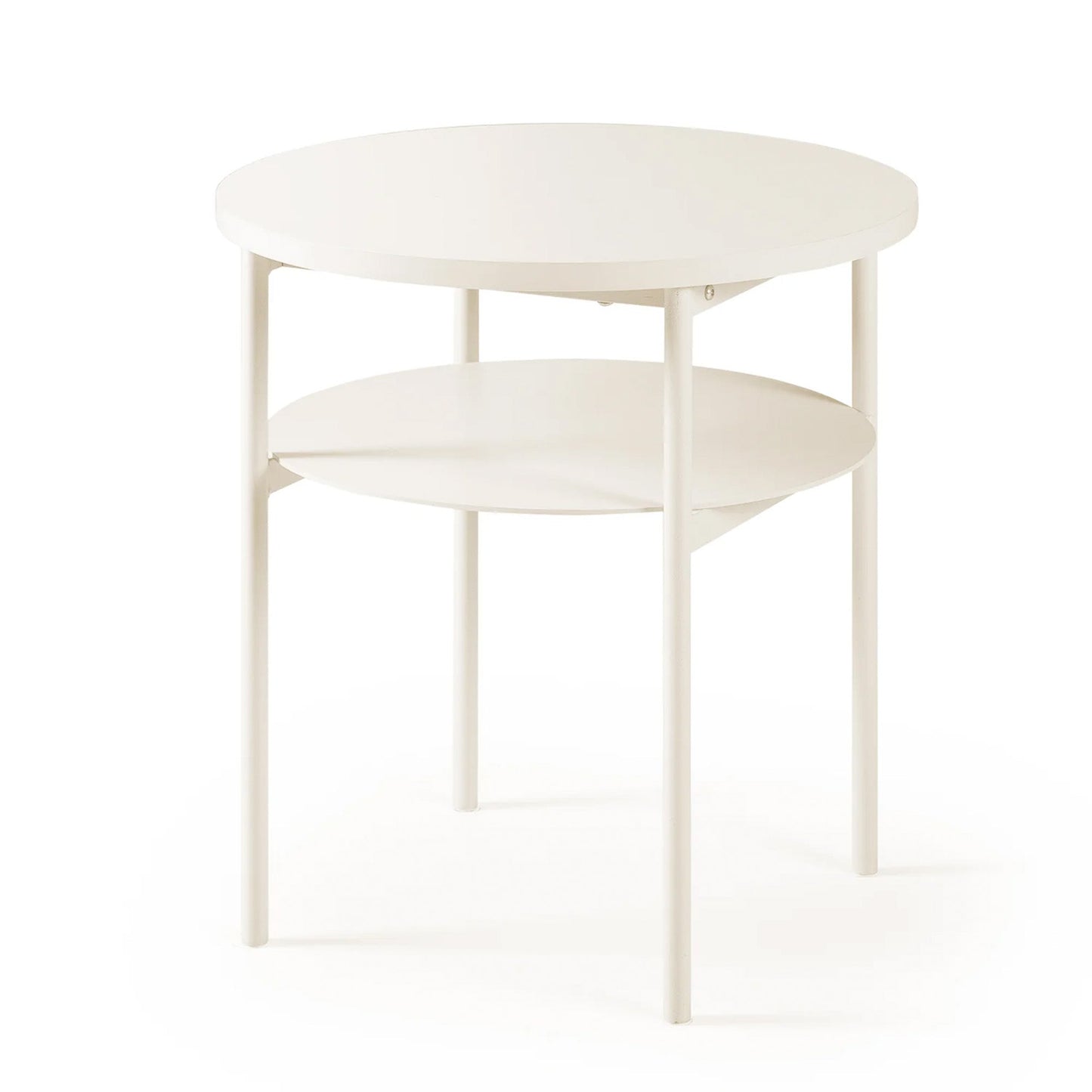 Mellow AIDA Round Multipurpose End and Side Table with Storage Shelf, Beige