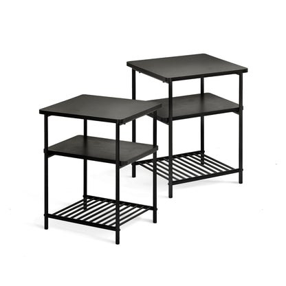 Mellow KODI Square Multipurpose End and Side Table Set with Storage Shelf, Black