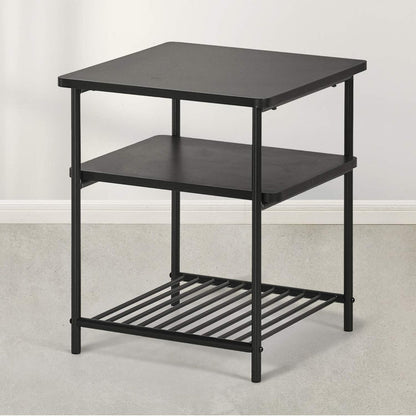 Mellow KODI Square Multipurpose End and Side Table Set with Storage Shelf, Black