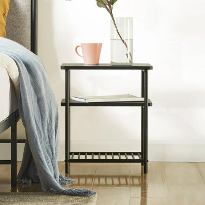 Mellow KODI Square Multipurpose End and Side Table Set with Storage Shelf, Black