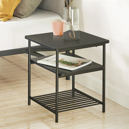 Mellow KODI Square Multipurpose End and Side Table Set with Storage Shelf, Black