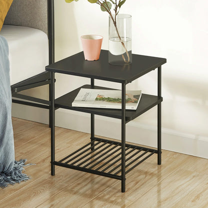 Mellow KODI Square Multipurpose End and Side Table Set with Storage Shelf, Black