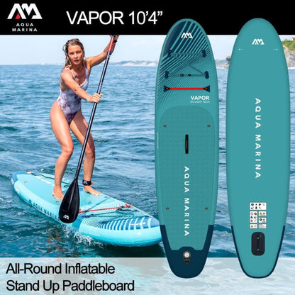 Aqua Marina Vapor Inflatable Paddle Board, Pump, Backpack, Leash, Light Blue