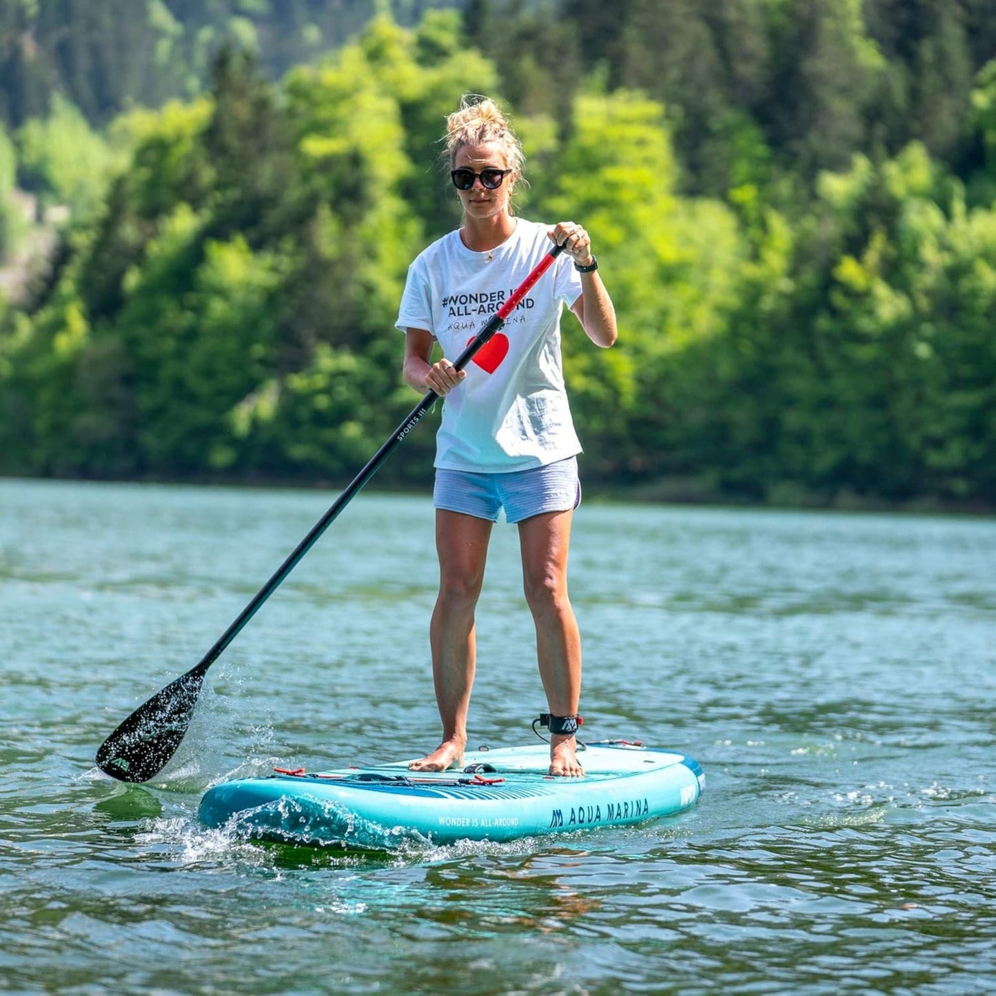 Aqua Marina Vapor Inflatable Paddle Board, Pump, Backpack, Leash, Light Blue