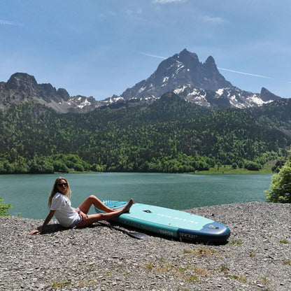 Aqua Marina Vapor Inflatable Paddle Board, Pump, Backpack, Leash, Light Blue