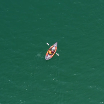 Aqua Marina Touring Inflatable Kayak and Paddle Pump, Seat & Bag, Black/Orange