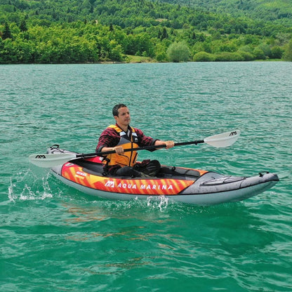 Aqua Marina Touring Inflatable Kayak and Paddle Pump, Seat & Bag, Black/Orange