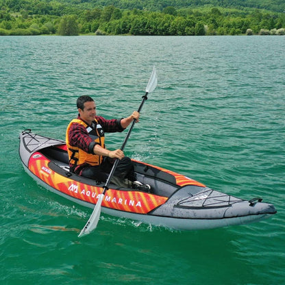 Aqua Marina Touring Inflatable Kayak and Paddle Pump, Seat & Bag, Black/Orange