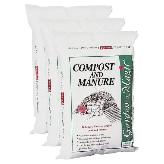 Michigan Peat Outdoor Lawn Garden Compost and Manure Blend, 40 lb Bag, 3 Pack