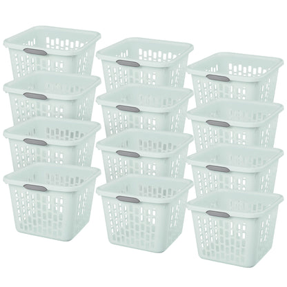 Sterilite Laundry Basket, 1.5 Bushel Plastic Hamper with Handles, Mint, 12 Pack