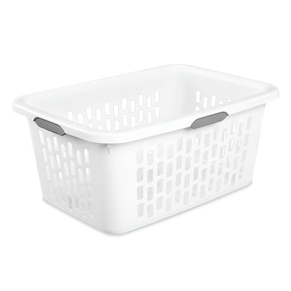 Sterilite Laundry Basket, 2 Bushel Plastic Hamper with Handles, White, 24 Pack