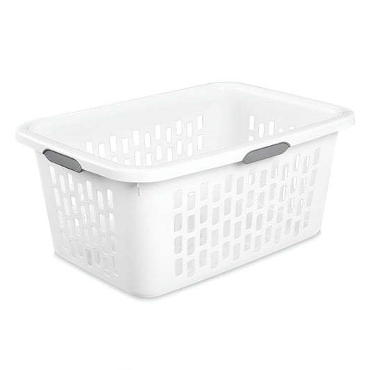 Sterilite Laundry Basket, 2 Bushel Plastic Hamper with Handles, White, 18 Pack