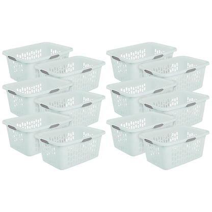 Sterilite Laundry Basket, 2 Bushel Plastic Hamper with Handles, Mint, 12 Pack