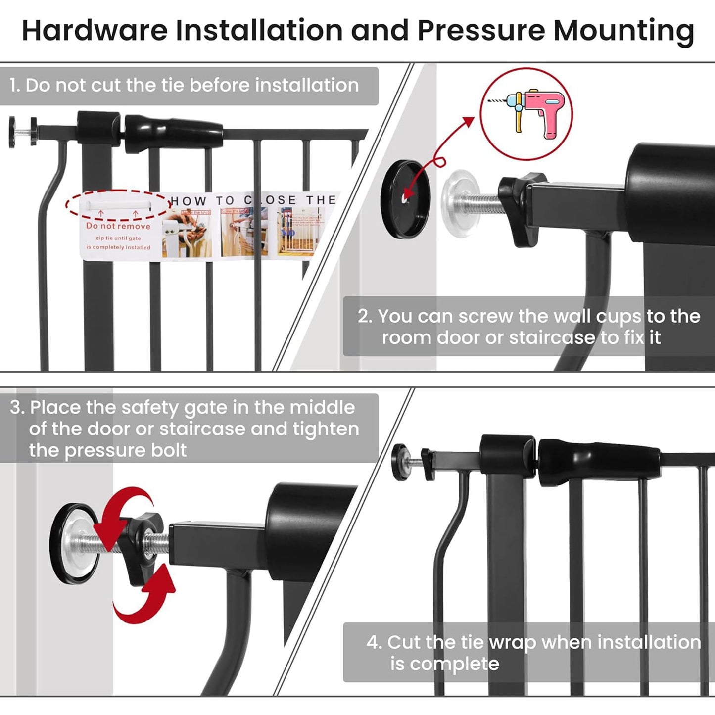 BalanceFrom Walk Thru Safety Gate, Fits 29.1-33.8" Openings, 36” Tall, Graphite
