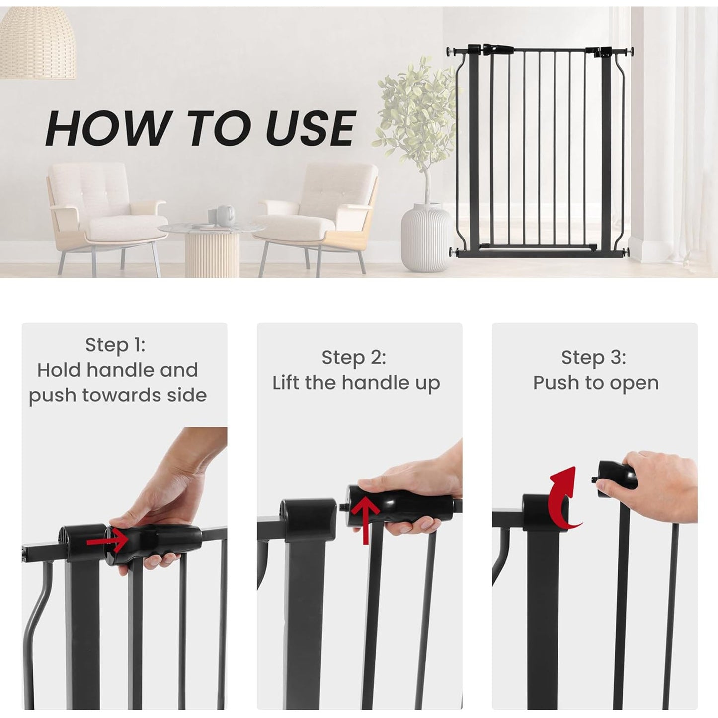 BalanceFrom Walk Thru Safety Gate, Fits 29.1-33.8" Openings, 36” Tall, Graphite