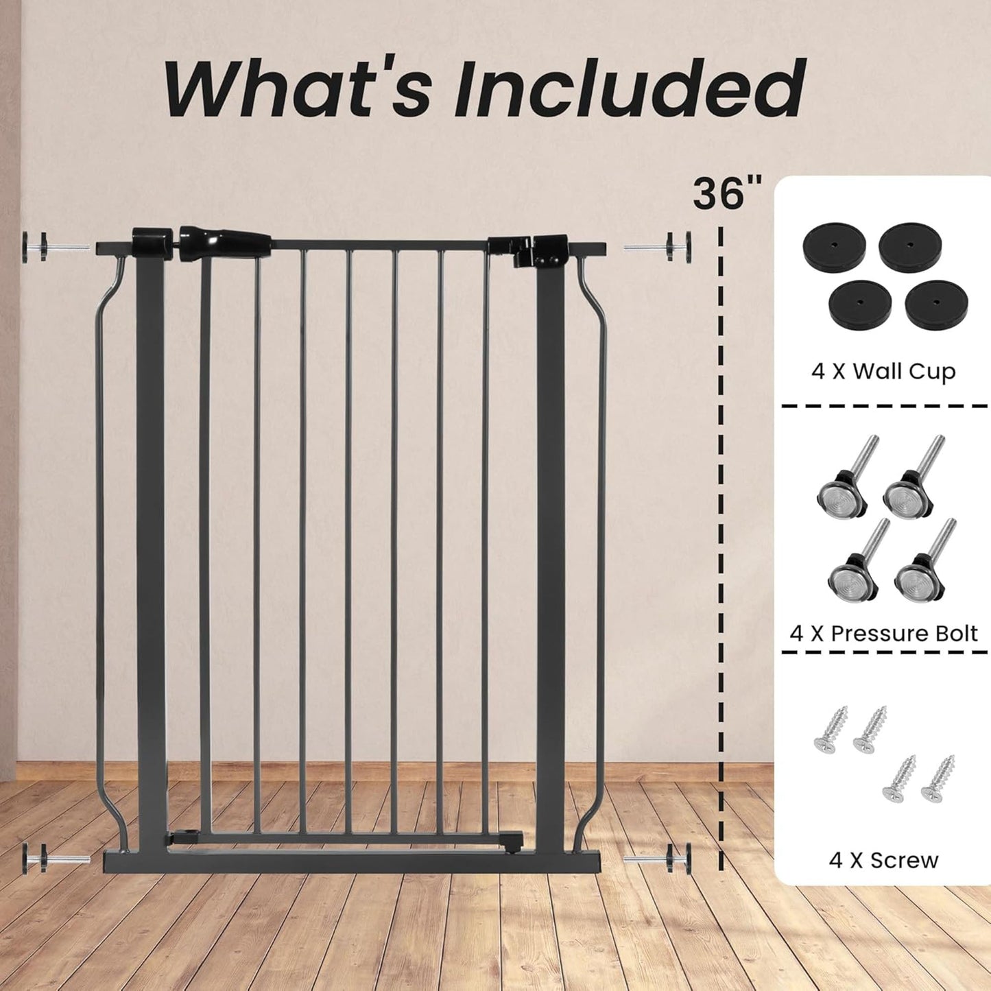 BalanceFrom Walk Thru Safety Gate, Fits 29.1-33.8" Openings, 36” Tall, Graphite