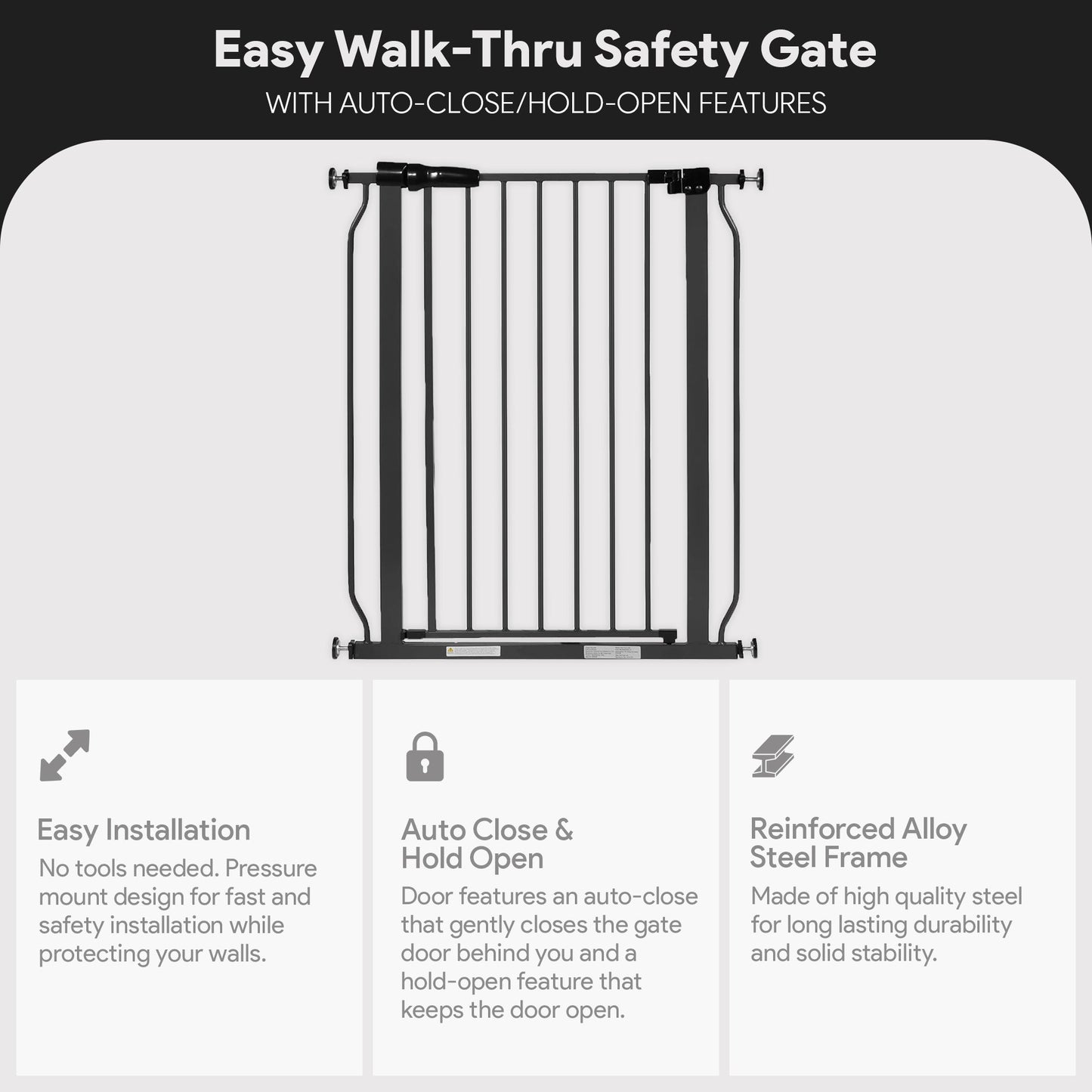 BalanceFrom Walk Thru Safety Gate, Fits 29.1-33.8" Openings, 36” Tall, Graphite