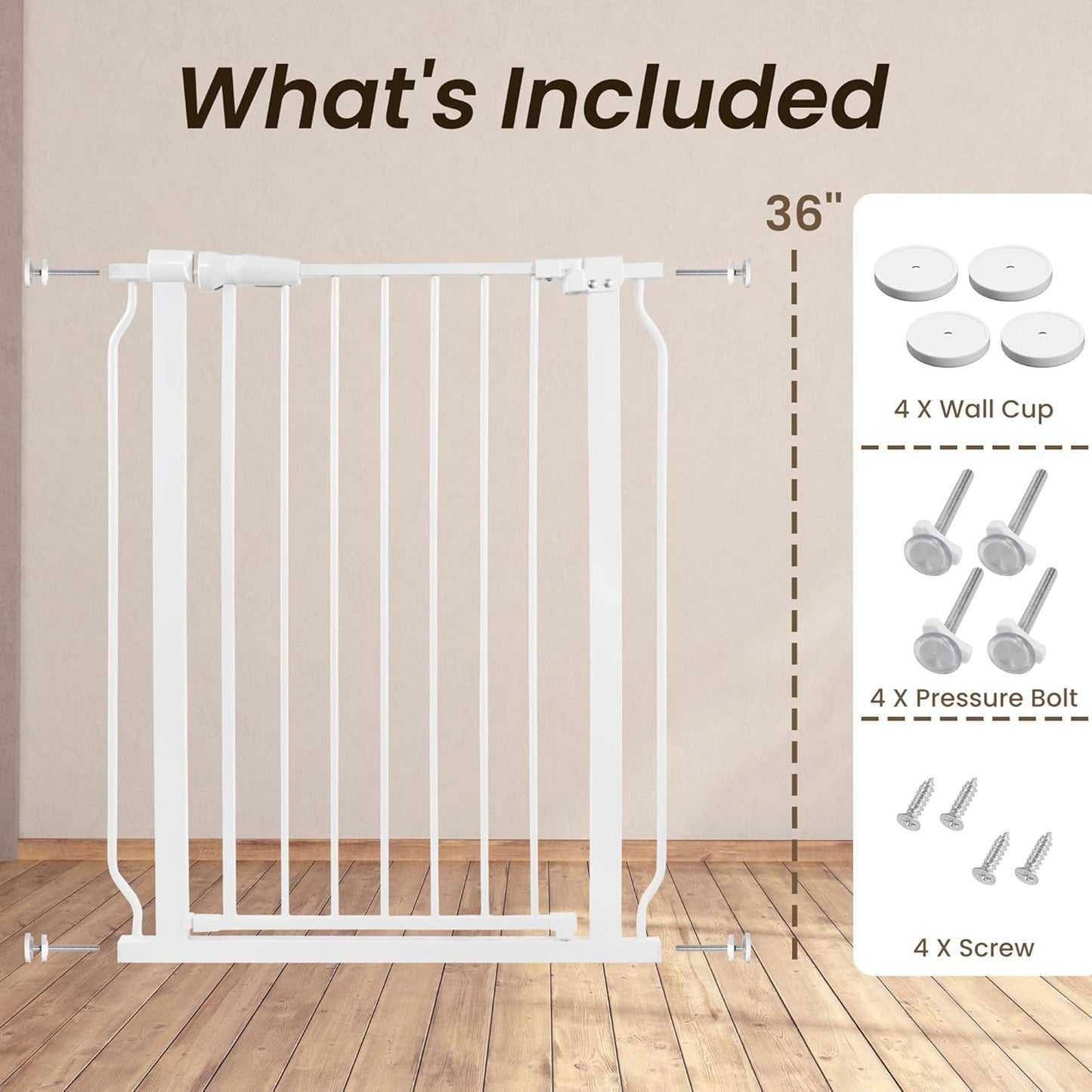 BalanceFrom Walk Thru Safety Gate, Fits 29.1-33.8" Openings, 36” Tall, White