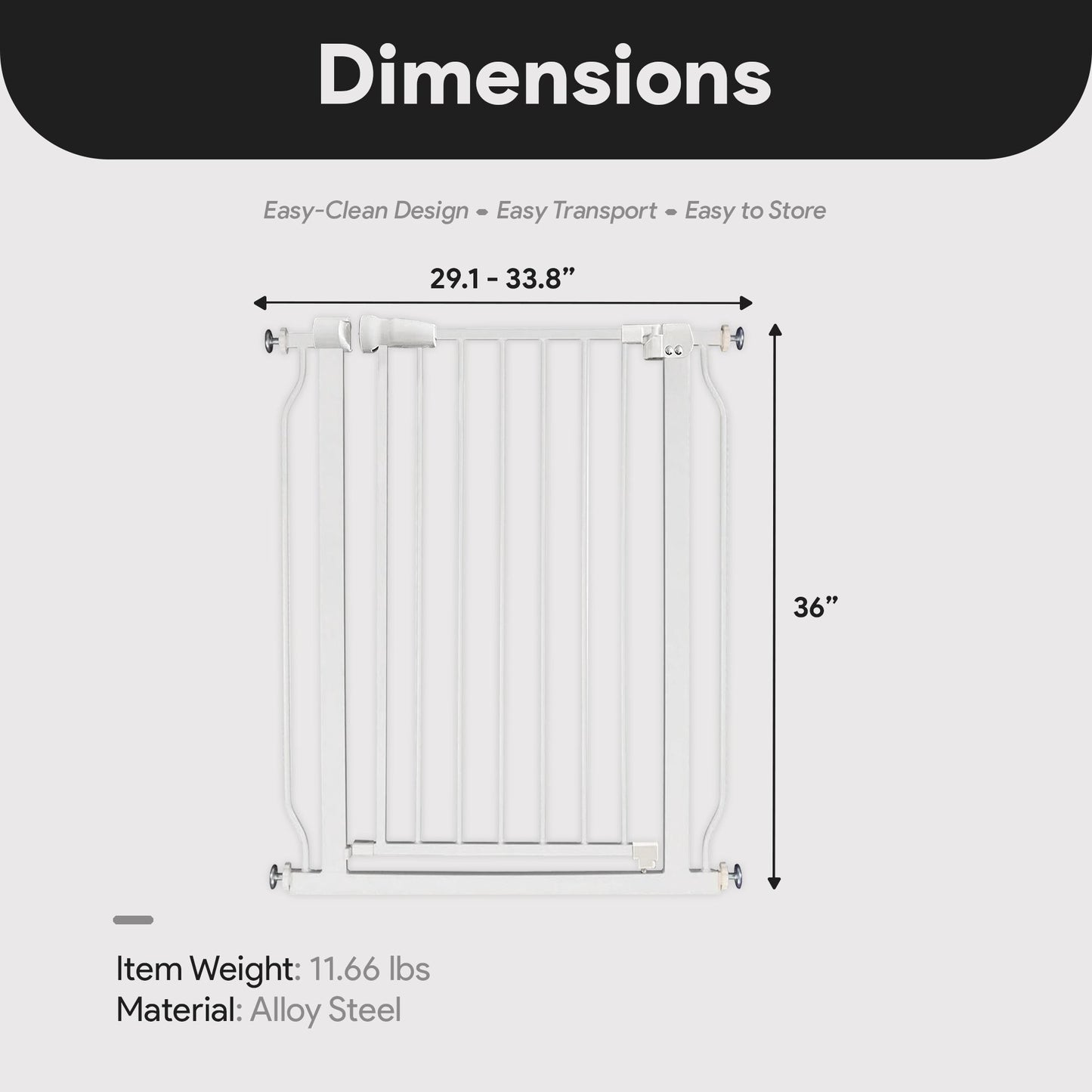 BalanceFrom Walk Thru Safety Gate, Fits 29.1-33.8" Openings, 36” Tall, White