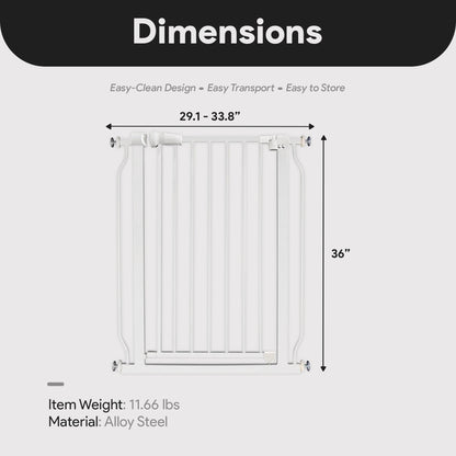 BalanceFrom Walk Thru Safety Gate, Fits 29.1-33.8" Openings, 36” Tall, White