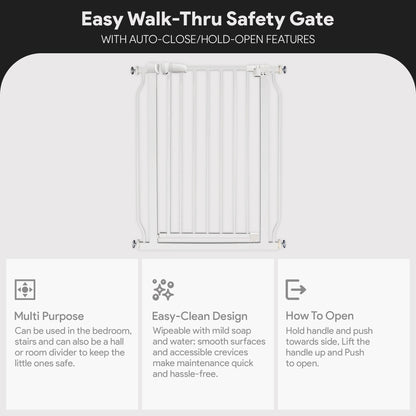 BalanceFrom Walk Thru Safety Gate, Fits 29.1-33.8" Openings, 36” Tall, White