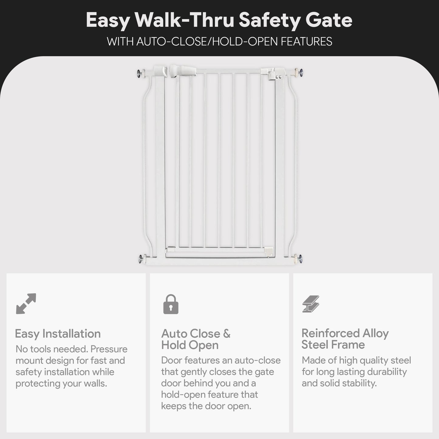 BalanceFrom Walk Thru Safety Gate, Fits 29.1-33.8" Openings, 36” Tall, White