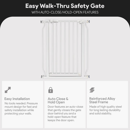 BalanceFrom Walk Thru Safety Gate, Fits 29.1-33.8" Openings, 36” Tall, White