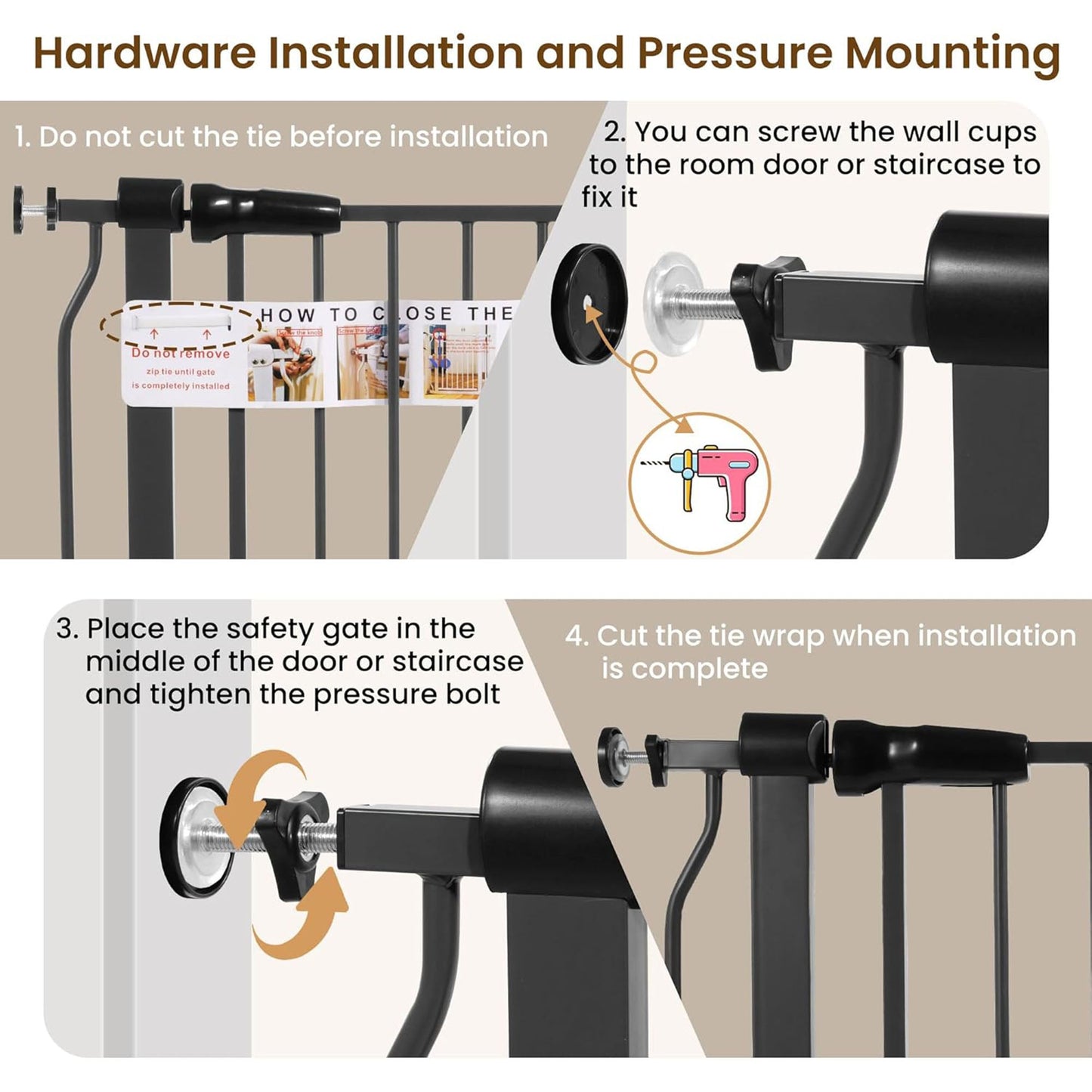 BalanceFrom Walk Thru Safety Gate, Fits 29.1-38.5" Openings, 36” Tall, Graphite