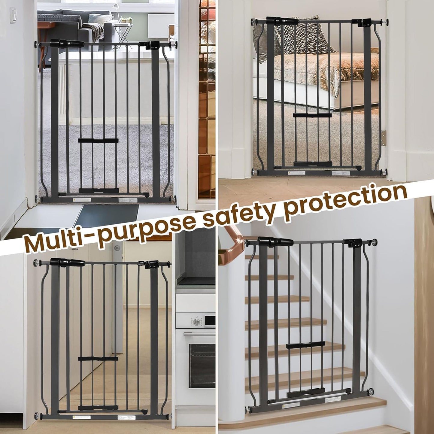 BalanceFrom Walk Thru Safety Gate, Fits 29.1-38.5" Openings, 36” Tall, Graphite