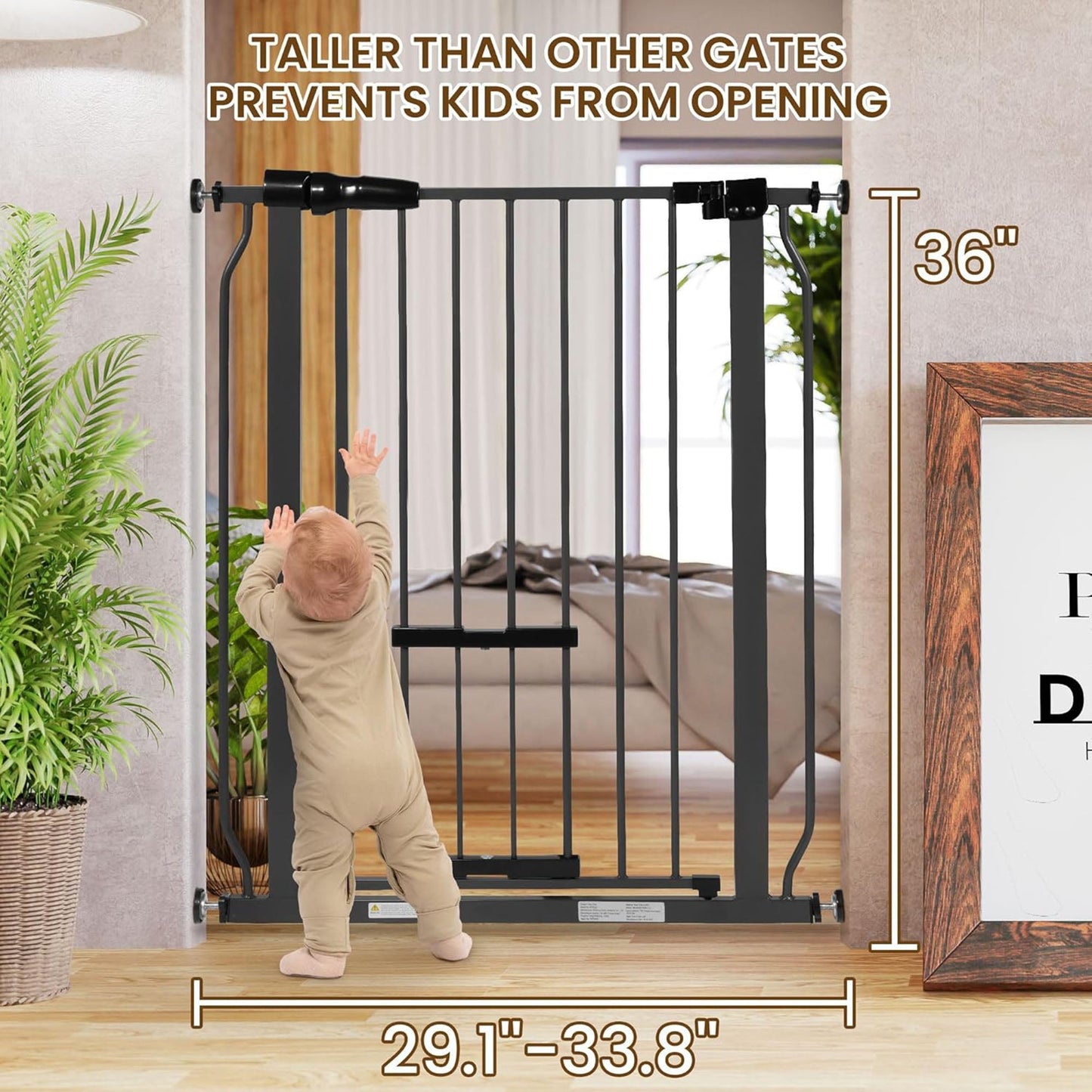 BalanceFrom Walk Thru Safety Gate, Fits 29.1-38.5" Openings, 36” Tall, Graphite