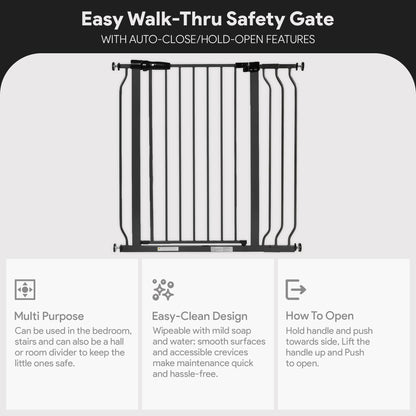 BalanceFrom Walk Thru Safety Gate, Fits 29.1-38.5" Openings, 36” Tall, Graphite