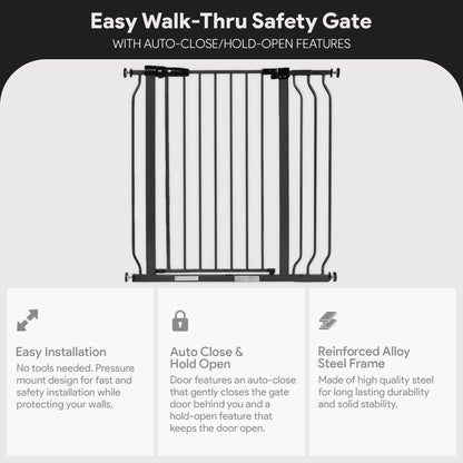BalanceFrom Walk Thru Safety Gate, Fits 29.1-38.5" Openings, 36” Tall, Graphite