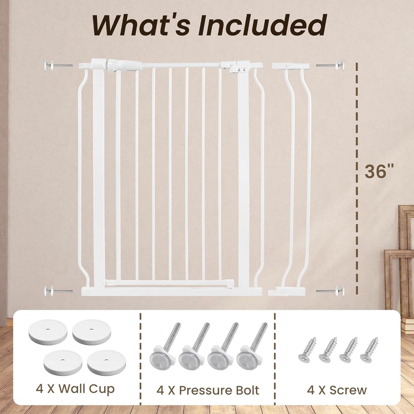 BalanceFrom Walk Thru Safety Gate, Fits 29.1-38.5" Openings, 36” Tall, White