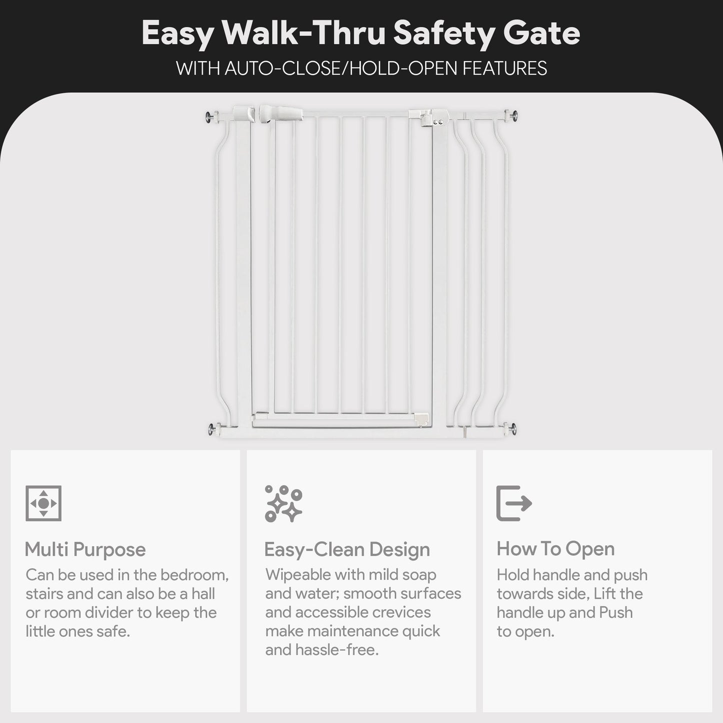 BalanceFrom Walk Thru Safety Gate, Fits 29.1-38.5" Openings, 36” Tall, White