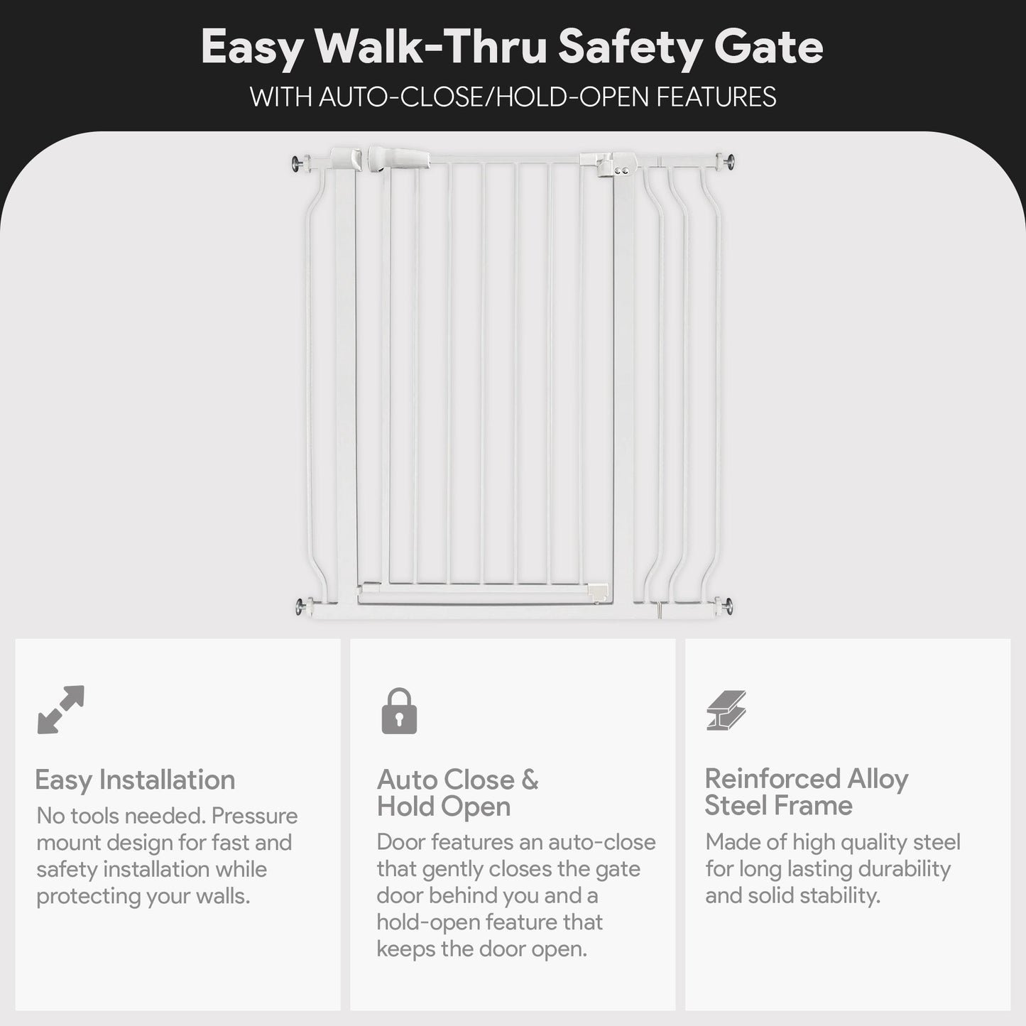 BalanceFrom Walk Thru Safety Gate, Fits 29.1-38.5" Openings, 36” Tall, White