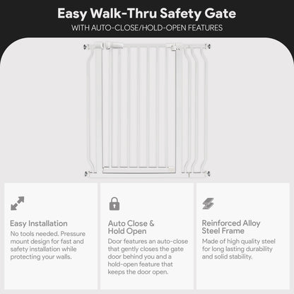 BalanceFrom Walk Thru Safety Gate, Fits 29.1-38.5" Openings, 36” Tall, White