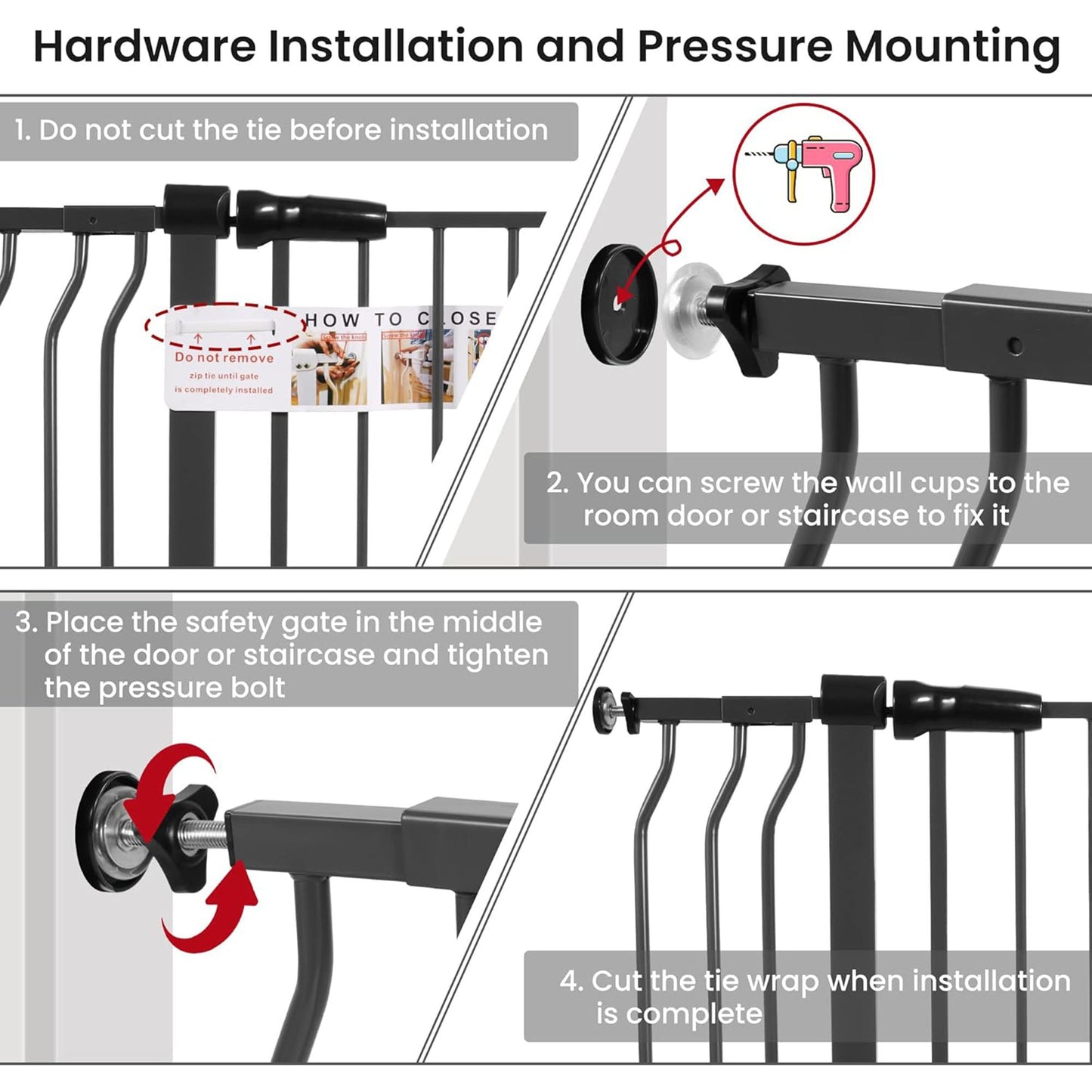 BalanceFrom Walk Thru Safety Gate, Fits 29.1-43.3" Openings, 36” Tall, Graphite