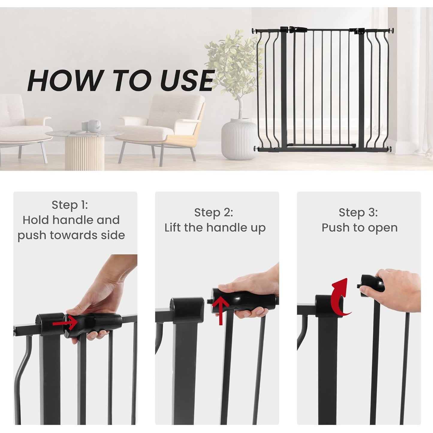 BalanceFrom Walk Thru Safety Gate, Fits 29.1-43.3" Openings, 36” Tall, Graphite