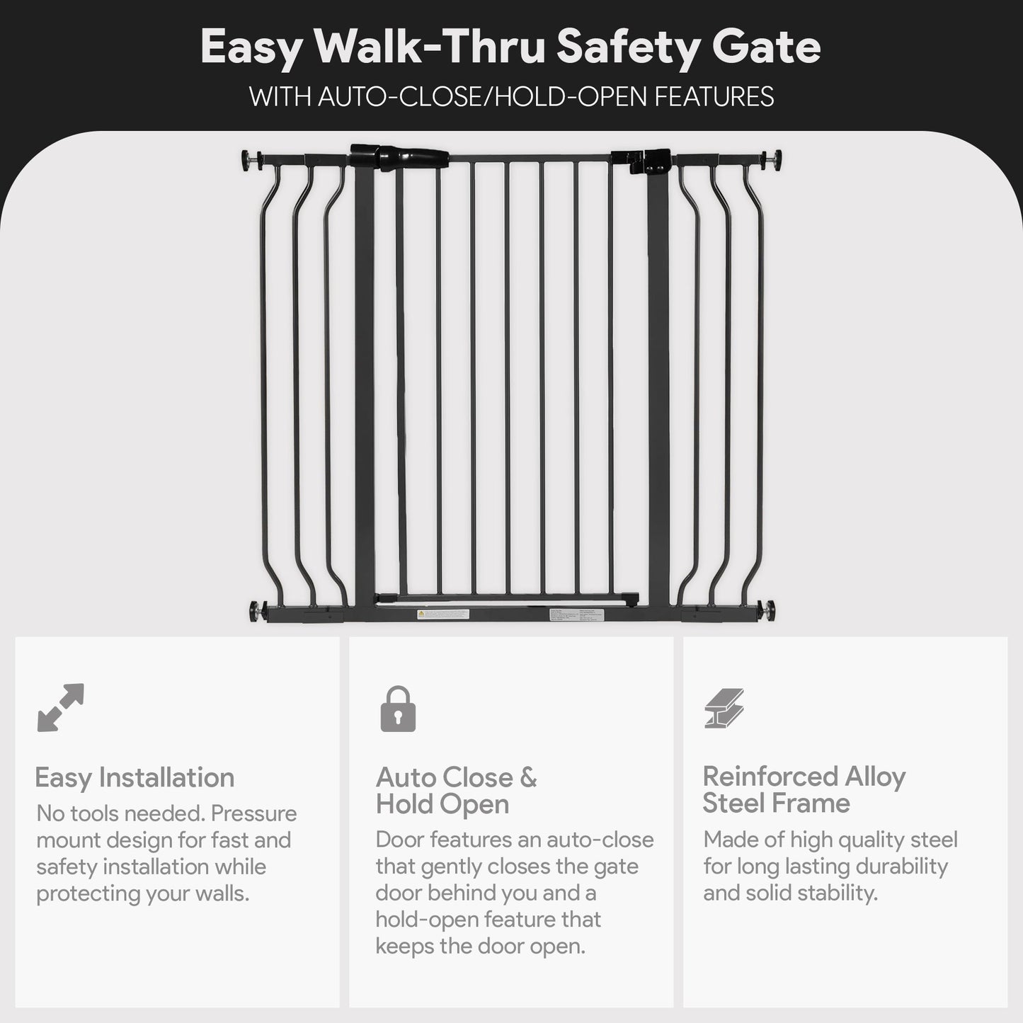 BalanceFrom Walk Thru Safety Gate, Fits 29.1-43.3" Openings, 36” Tall, Graphite