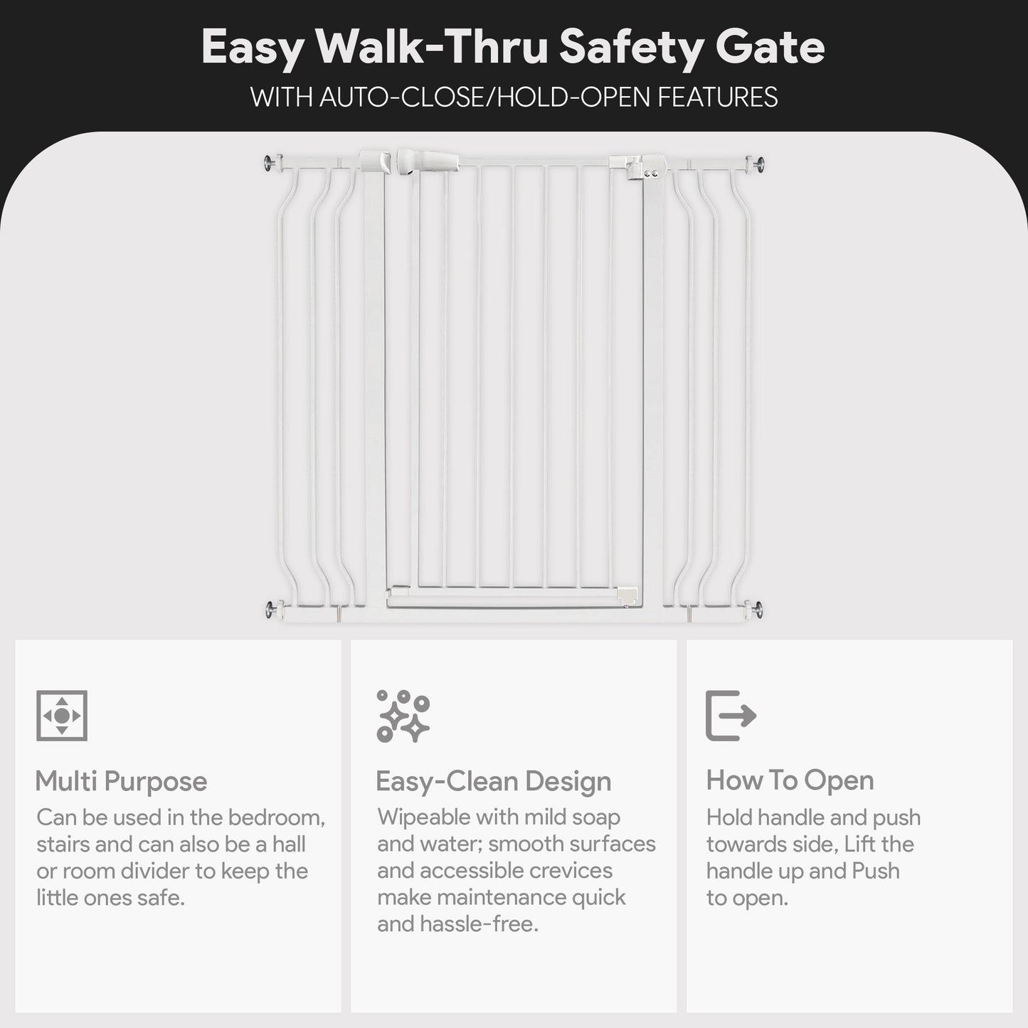 BalanceFrom Walk Thru Safety Gate, Fits 29.1-43.3" Openings, 36” Tall, White